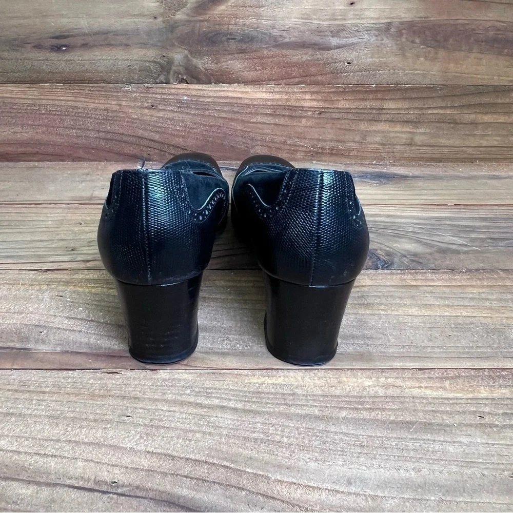Salvatore Ferragamo Vintage Black Square Wedge Heels Women's 7AA Made in Italy